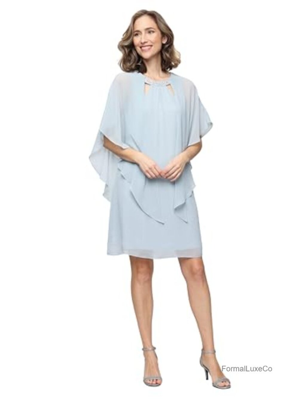 S.L. Fashions Women's Capelet Cascade Sleeve Beaded Cutout Neckline Special